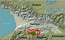 Area of breeding distribution of White Stork in Georgia (present - green; former - red)